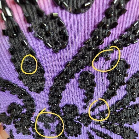 Faith Beaded Scroll Pattern Long Sleeve Knit Top Purple Pink Size Large - Picture 7 of 12